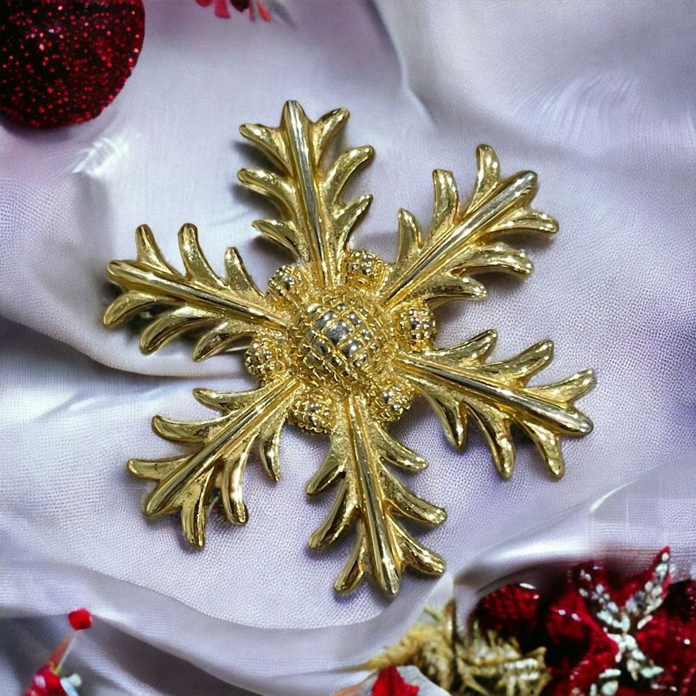 Napier snowflake Gold-tone pin brooch and pendant